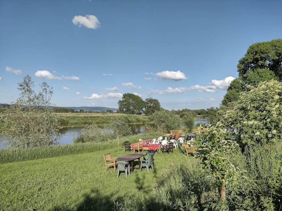 Ferienwohnung Mit Weserblick Und Kamin Hessisch Oldendorf Esterno foto